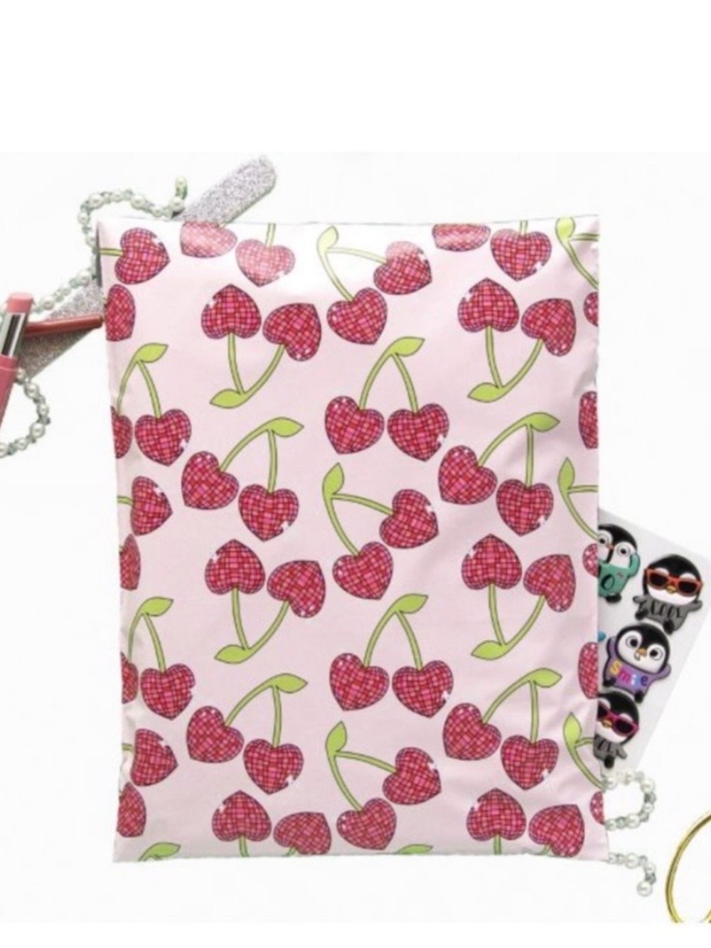 10 (14.5” x 19”) XXL Pink with Cherry Hearts Poly Mailers Poly Bags Shipping